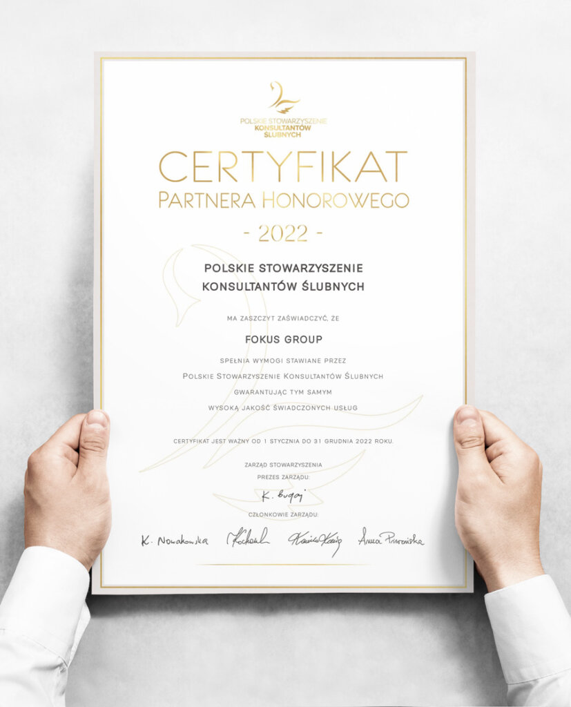 certyfikat 2022 www polskie stowarzyszenie konsultantow slubnych